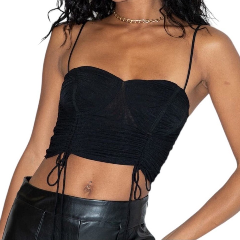 Princess Polly Black Ruched Spaghetti Strap Top